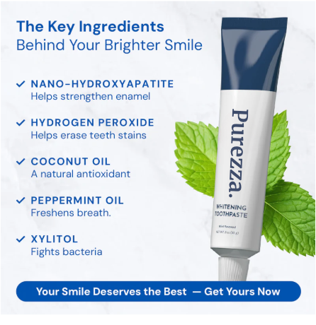 Purezza Whitening Toothpaste – Best teeth whitening paste for removing stains and strengthening enamel